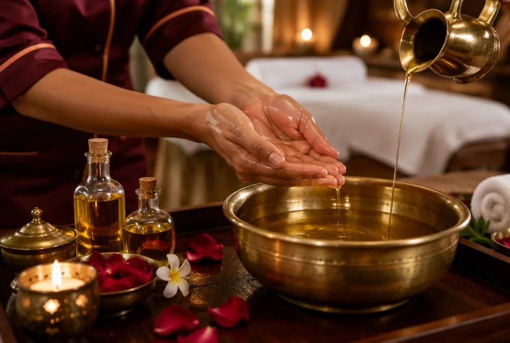 Warm oil massage ritual